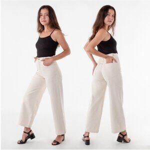Los Angeles Apparel High-Waisted Wide Leg Jean Cotton, Natural Ivory 28/31 28